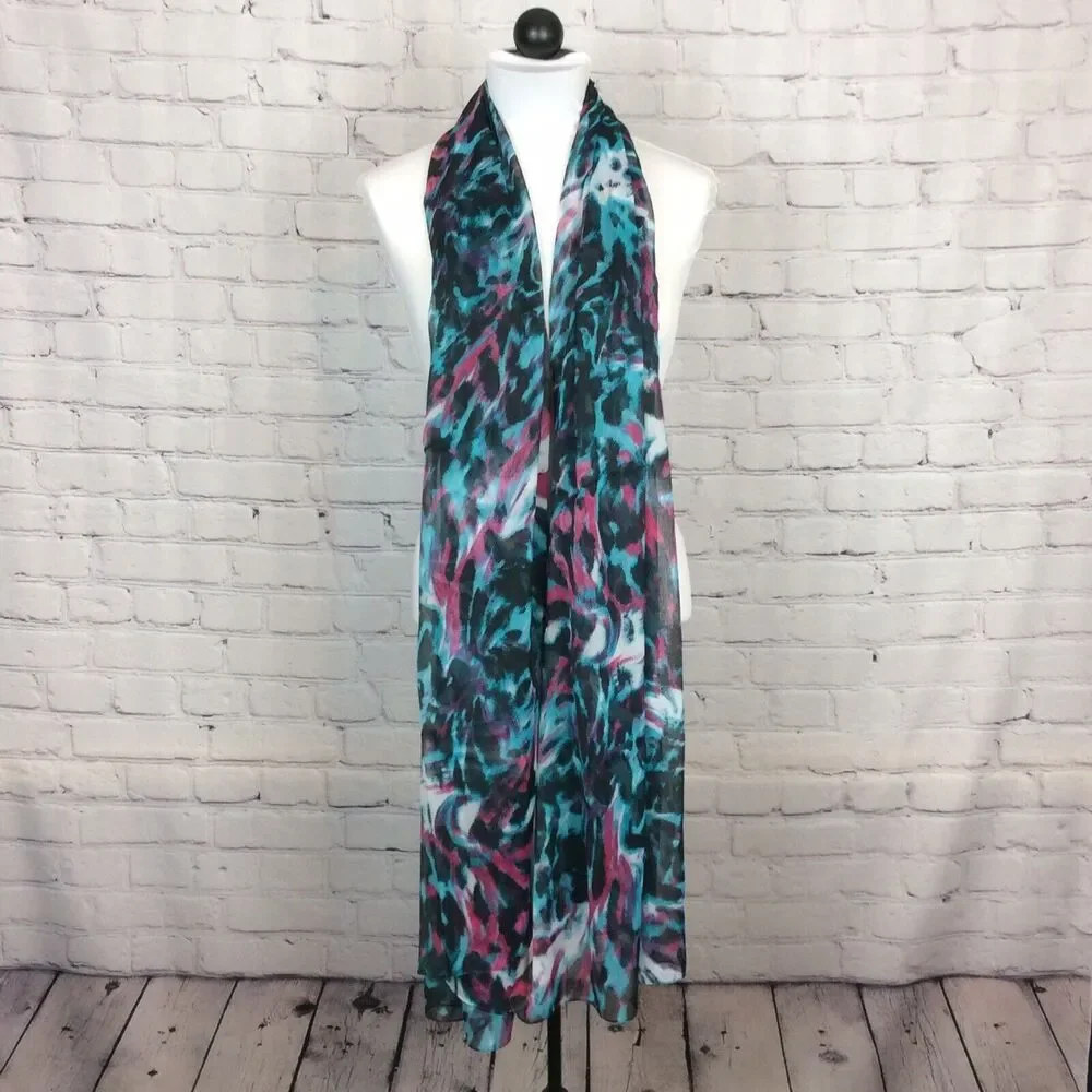 Bebe Women’s O/S Multicolored Animal Print Watercolor Scarf/Wrap Lightweight